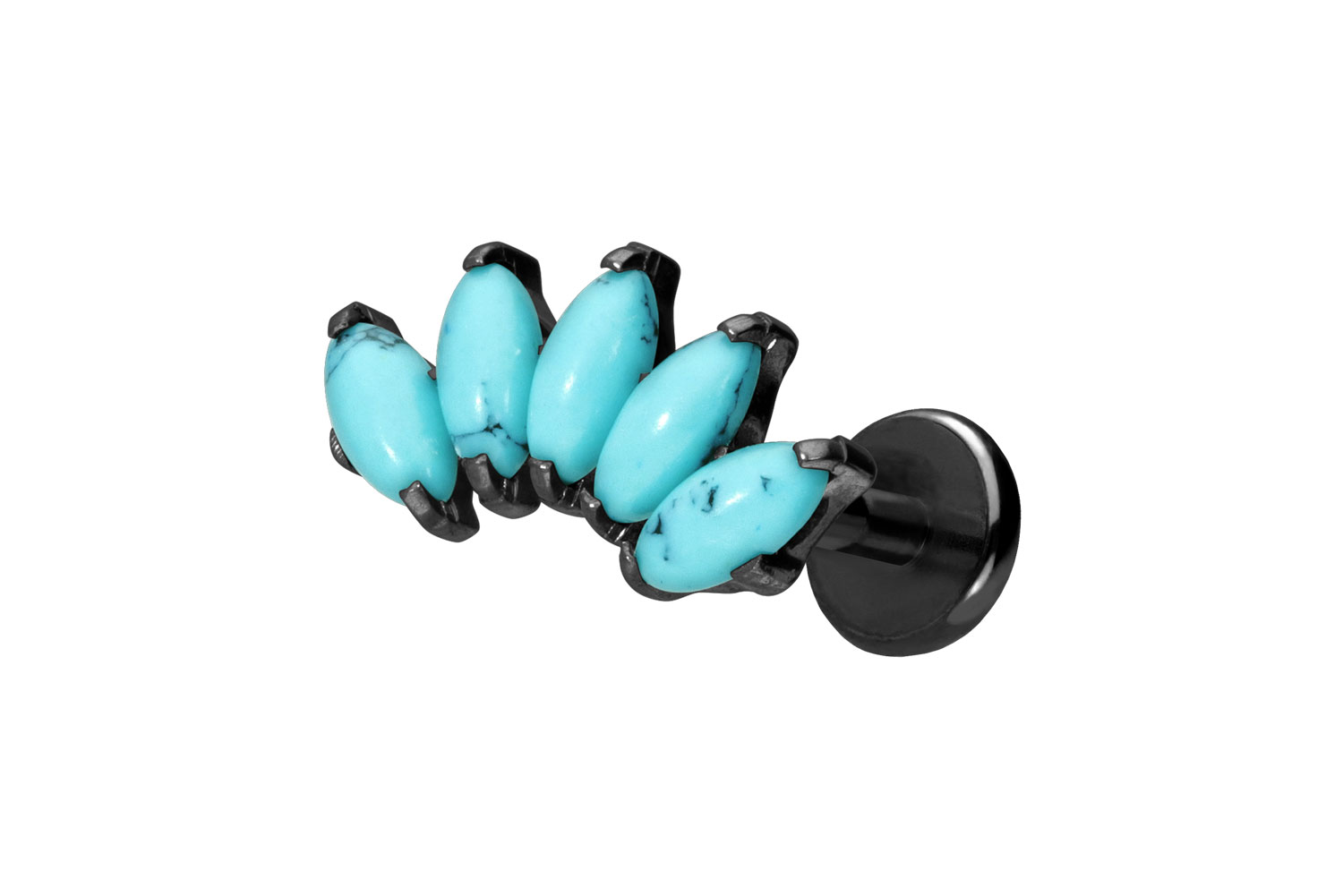 Titan Labret Piercing mit Push Fit BOGEN + SYNTHETISCHE TÜRKISE